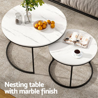 Artiss Nesting Coffee Table Set of 2 Marble Effect