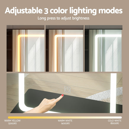 Artiss Dressing Table Vanity Desk Set Stool Led Black