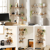 Artiss Floating Wall Shelf Corner Shelves Set of 4 Wood
