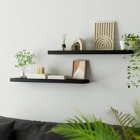 Artiss Floating Wall Shelf Set of 2 Black 90CM