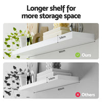 Artiss Floating Wall Shelf Set of 2 White 90CM