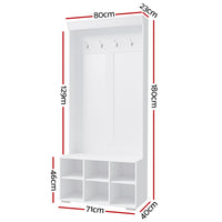 Artiss Shoe Rack Cabinet Hall Tree Coat Rack 180CM White