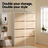 Artiss Shoe Rack Cabinet 24 Pairs Adjustable Shelf Pine