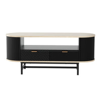 Artiss Coffee Table Drawer Shelf Wood&Black