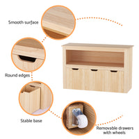 Keezi Kids Bookshelf 3 Drawers Storage Children Bookcase Toy Organiser Display Wooden