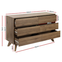 Artiss 6 Chest of Drawers - XAVI Walnut