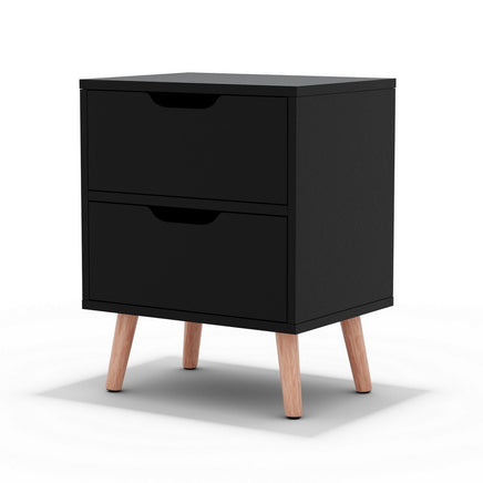 Artiss Bedside Table 2 Drawers - BODEN Black