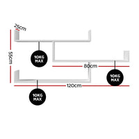 Artiss Floating Wall Shelf 3 Tier White