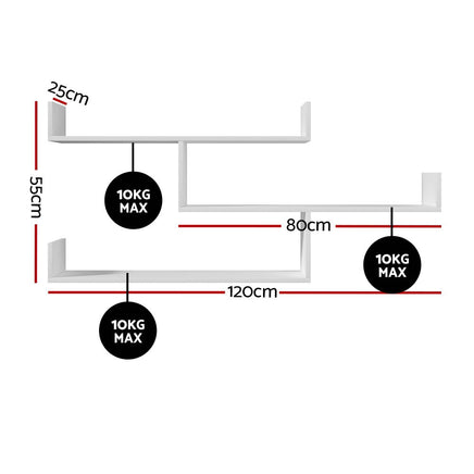 Artiss Floating Wall Shelf 3 Tier White