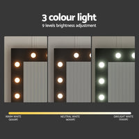 Artiss Dressing Table Set Stool 12 Led Bulbs Black