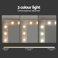 Artiss Dressing Table Set Stool 12 Led Bulbs Wood