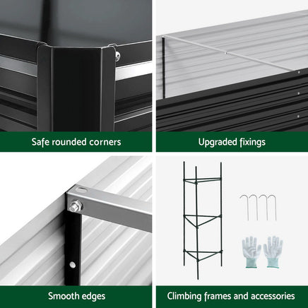 Green Fingers Raised Garden Bed 2 Pcs 210x90cm Planter Box Container Galvanised Metal Outdoor