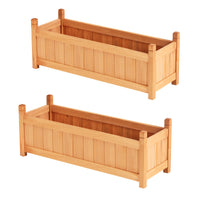 2x Green Fingers Raised Garden Bed 90x30x33cm Wooden Planter Box Raised Container Growing