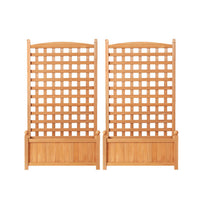 Green Fingers 2X Garden Bed Wooden 64x35x115cm Planter Raised Box Container Trellis