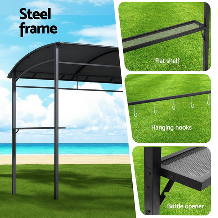 Instahut Gazebo Outdoor BBQ Grill Patio Garden Marquee Shade Shelter Shelf Hooks Grey