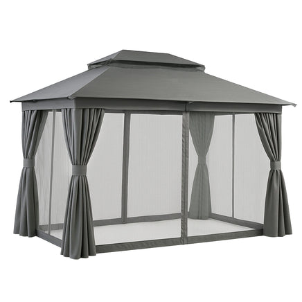 Instahut Gazebo 3x4m Canopy Outdoor Steel Frame Patio Tent Curtains Marquee Grey