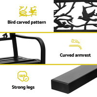 Gardeon Outdoor Bench Seat Garden Steel Outdoor Furniture 3 Seater Park Black