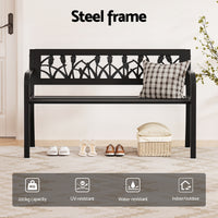 Gardeon Outdoor Garden Bench Seat Outdoor Furniture Steel 2 Seater Park Black