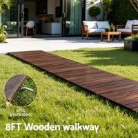 Gardeon 8FT Wooden Garden Pathway Roll-Out Straight Walkway Outdoor Backyard Charcoal Brown