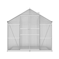 Green Fingers Greenhouse 2.42x2.5x2.26M Aluminium Double Doors Green House Garden Shed