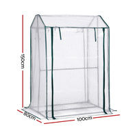 Green Fingers Mini Greenhouse PE Cover Green House Roll-Up Zippered Door 1.0x0.8x1.5M