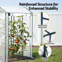 Green Fingers Mini Greenhouse PE Cover Green House Roll-Up Zippered Door 1.0x0.8x1.5M