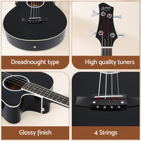 Alpha 43" Acoustic Bass Guitar Black 4-Band EQ
