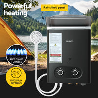 Devanti Portable Gas Water Heater LPG-powered System Black With Pump