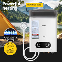Devanti Portable Gas Water Heater LPG-powered System White With Pump
