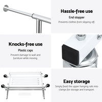 Artiss Clothes Rack Double Rod Airer Rail Coat Stand Adjustable Hanger