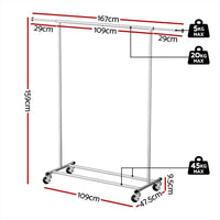 Artiss Clothes Rack Airer Rail Coat Stand Adjustable Hanger