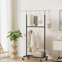 Artiss Clothes Rack Double Rod Airer Rail Coat Stand Adjustable Hanger