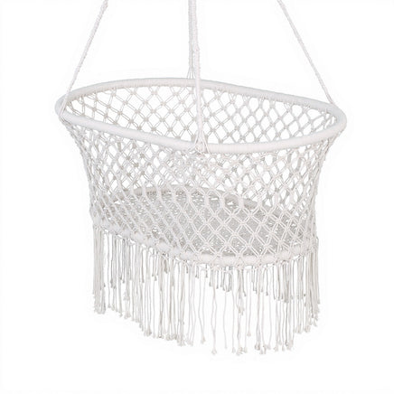 Gardeon Hammock Chair Cotton Swing Chair Outdoor Indoor Cream