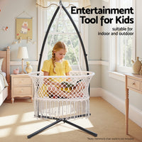 Gardeon Hammock Chair Cotton Swing Chair Outdoor Indoor Cream