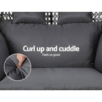 Gardeon Outdoor Egg Swing Chair Wicker Furniture Pod Stand Cushion 2 Seater Grey