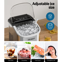 12kg Ice Maker Machine w/Self Cleaning Portable Ice Cube Tray 2L White