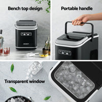 Devanti Ice Maker Machine Portable 12kg Countertop w/Self Cleaning 1.3L Black