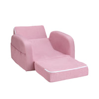 Kids Sofa 2 Seater Children Flip Open Couch Lounger Armchair Soft Pink