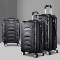Wanderlite 3Set 20-24-28 Inch Luggage with TSA Lock Spinner Carry On Hard Shell Travel Suitcase Luggage Case Black