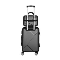 Wanderlite 2Set 20 Inch Luggage Case with 12 Inch Handheld Luggage Box Hard Shell Travel Suitcase TSA Lock Black