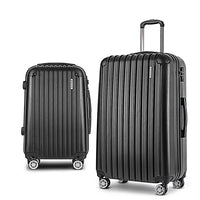Wanderlite 20in 28in Luggage 2Set with Zipper Lock Carry On Hard Shell Travel Suitcase Luggage Case Black