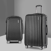 Wanderlite 20in 28in Luggage 2Set with Zipper Lock Carry On Hard Shell Travel Suitcase Luggage Case Black
