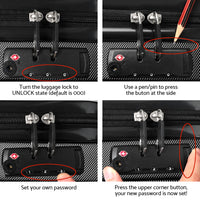 Wanderlite 3Set 20-24-28 Inch Luggage with TSA Lock Spinner Travel Suitcase Carry On Hard Shell Luggage Case Black