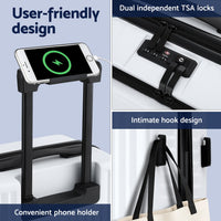 Wanderlite 20" Luggage Suitcase Front Pocket Travel Carry On Dual TSA White