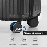 Wanderlite 2pcs Trunk Luggage Suitcase Travel Carry On TSA Lock 12" 20" Black