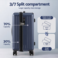 Wanderlite 2pcs Trunk Luggage Suitcase Travel Carry On TSA Lock 12" 20" Navy