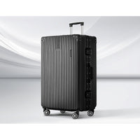Wanderlite 28 Inch Luggage with TSA Lock Stainless�Steel�Wrapped�Corners Hard Shell Travel Suitcase Luggage Case Black