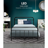 Bed Frame Metal Bed Frame LEO - King Single(Black)
