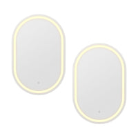 Embellir 2 LED Wall Mirror With Light 50X75CM Bathroom Decor Oval Mirrors Vanity