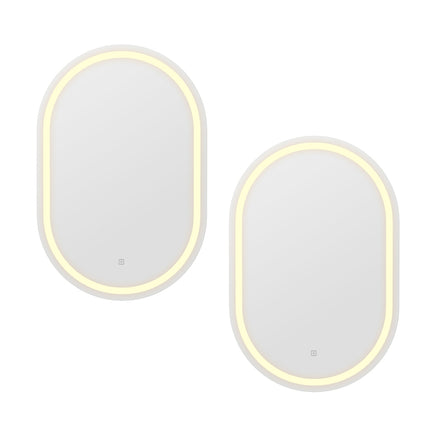 Embellir 2 LED Wall Mirror With Light 50X75CM Bathroom Decor Oval Mirrors Vanity